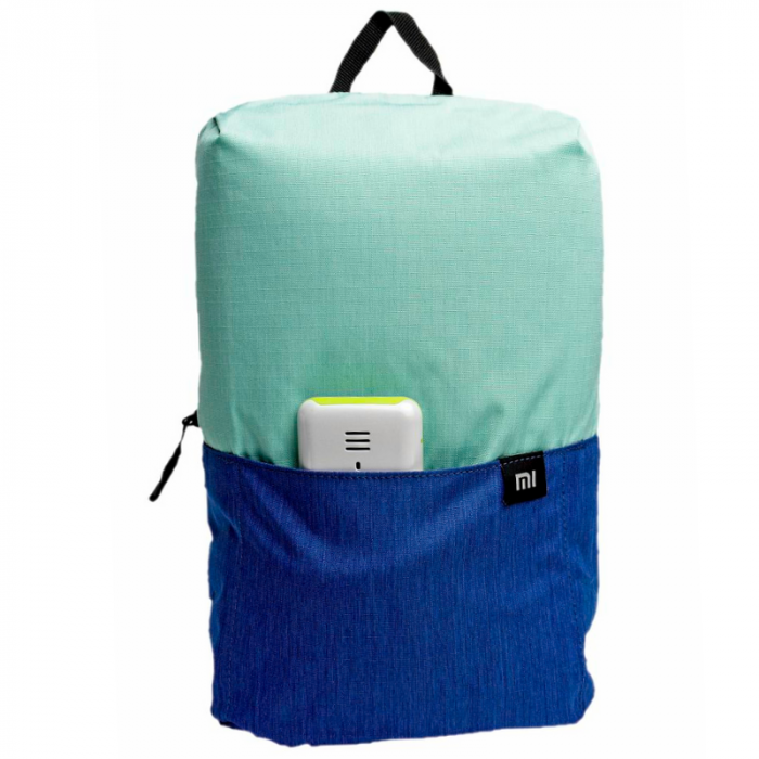 Rucsac Xiaomi Mini Backpack Verde cu Albastru, 7 litri, Rezistent la apa si la uzura, Catarama ajustabila Nx Lite, Buzunar frontal [2]