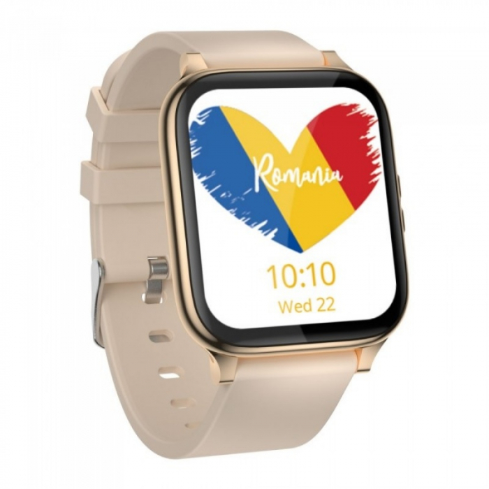 Smartwatch iHunt Watch 7 Titan Gold, 1.7" HD, Ritm cardiac, Saturatie oxigen, Tensiune arteriala, Calorii, IP67, 180mAh [4]