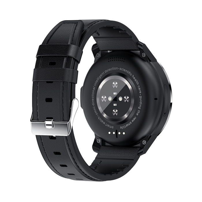 Smartwatch iSEN DS30 cu bratara neagra din piele, 4G, IPS 1.6", 4GB RAM, 64GB ROM, Android 9.1, QuadCore dual chip, GPS, IP67, 1050mAh [4]