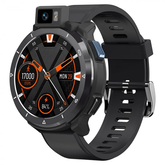 Smartwatch Kospet Optimus 2 Negru, IPS 1.6", Sony 13MP, 4GB Ram, 64GB ROM, GPS, Android 10.7, 1260mAh+1000mAh, Bratara rezerva piele neagra [2]