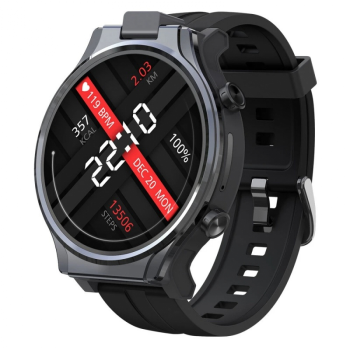 Smartwatch Kospet Prime 2 Negru + bratara piele maro, 4G, IPS 2.1", 4GB RAM, 64GB ROM, Android 10, Sony 13MP, OctaCore, GPS, 1600mAh [5]