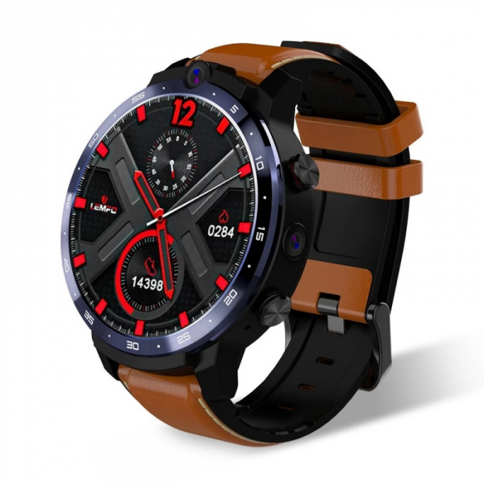 Smartwatch Lemfo LEM12 Pro, 4G, IPS 1.6", 4GB RAM, 64GB ROM, Android 10, MT6762 OctaCore, GPS, Proiectie wireless, 900mAh, Maro [3]