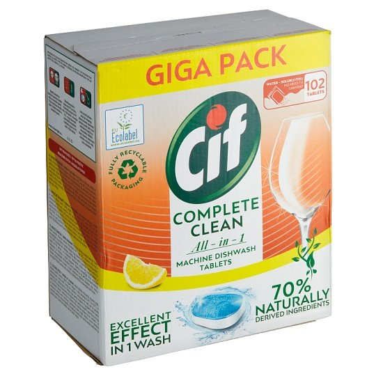 Tablete pentru masina de spalat vase Cif Complete Clean All-in-1 Lemon, 102 spalari [2]