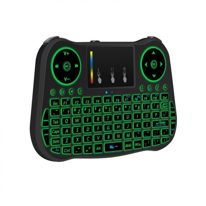Telecomanda cu mini tastatura Rainbow backlit MT08, Air Mouse, Touch Pad, Wireless, Iluminare led, QWERTY [4]