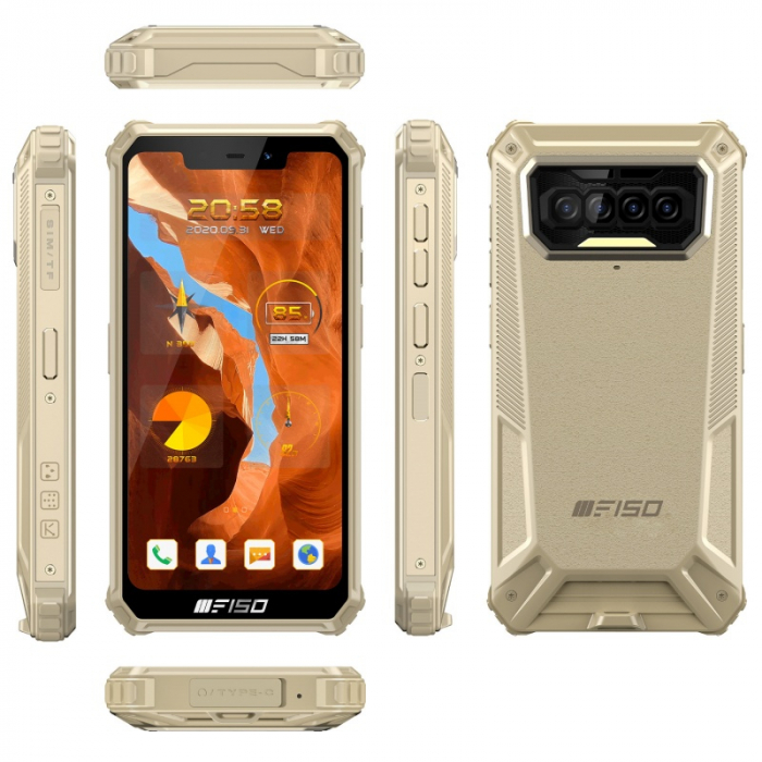 Telefon mobil F150 B2021 Gold, 4G, U-Notch 5.86", 6GB RAM, 64GB ROM, Android 10, Helio G25 OctaCore, NFC, IP68, 8000mAh, Dual SIM [6]