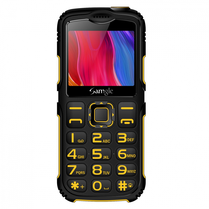 Telefon mobil Samgle Armor, 3G, QVGA 2.0" color, Camera 2.0MP, Bluetooth, FM, Lanterna, 3000mAh, Dual SIM, Stand incarcare cadou, Galben [2]