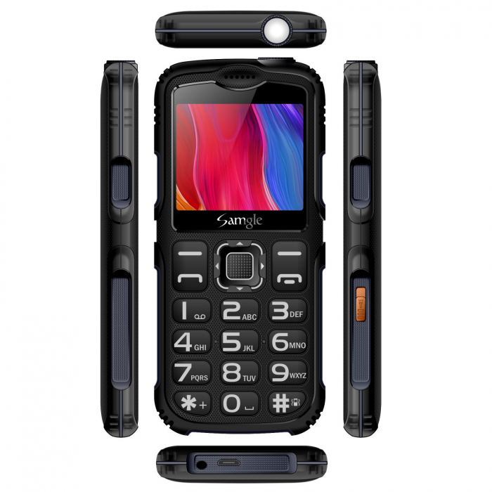 Telefon mobil Samgle Armor, 3G, QVGA 2.0" color, Camera 2.0MP, Bluetooth, FM, Lanterna, 3000mAh, Dual SIM, Stand incarcare cadou, Negru [4]