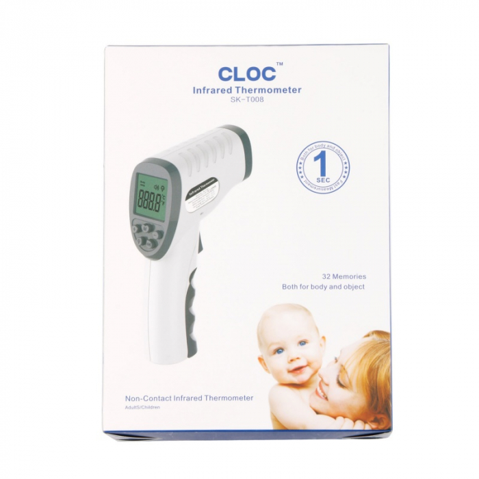 Termometru digital cu infrarosu CLOC SK-T008 pentru adulti si copii, Display iluminat, Masurare rapida 1s fara contact [3]