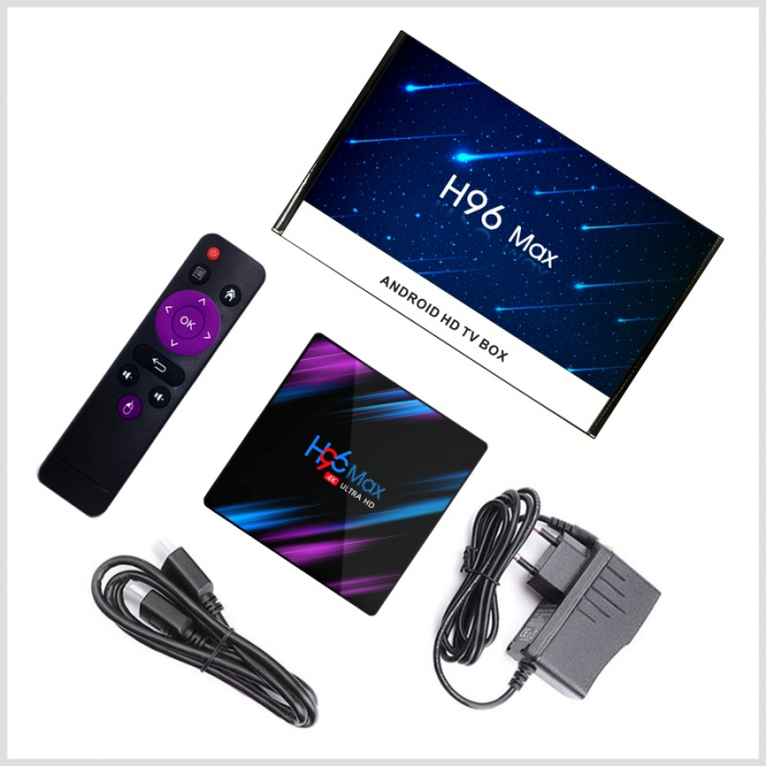 TV Box H96 MAX-3318 Smart Media Player, 4K, 4GB RAM, 32GB ROM, Rockchip RK3318 QuadCore, Android 10.0, USB 3.0, Slot memorie [7]
