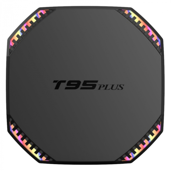 TV Box T95 Plus Smart Media Player Negru, 8K, RAM 8GB, ROM 64GB, Android 11, RK3566 Quad Core, WiFi dual band, Lumini pulsatorii [2]