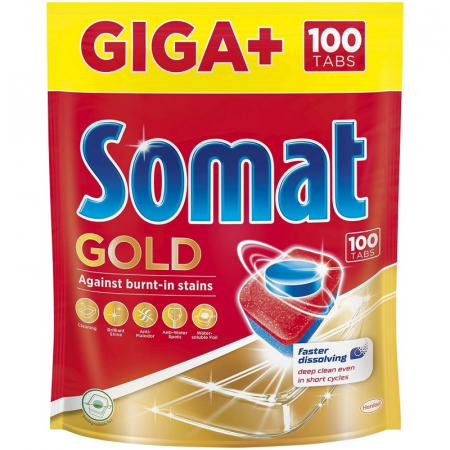 Detergent capsule pentru masina de spalat vase Somat Gold, 100 spalari