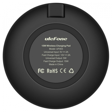 Incarcator wireless Ulefone UF003 Negru cu standard Qi, Incarcare rapida 15W, Subtire si cu strat anti-alunecare [1]