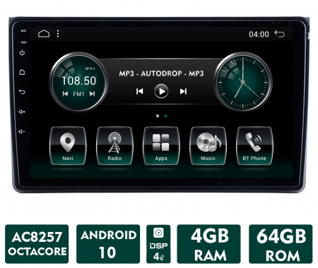 NAVIGATIE AUDI A4(B6/B7) / SEAT EXEO, Android 10, OCTACORE|AC8257| / 4GB RAM + 64GB ROM, 9 Inch - AD-BGAAUDIA49AC [0]