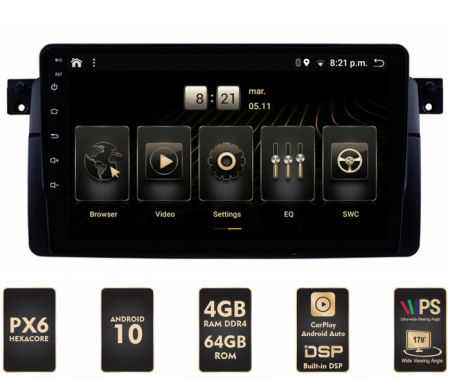 Navigatie BMW SERIA 3 E46/M3 , Android 10, HEXACORE|PX6| / 4GB RAM + 64GB ROM, 9 Inch - AD-BGBBMWE469P6 [0]