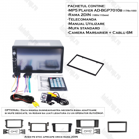 [OFERTA] MP5 Player DVD 2DIN Universal, WinCE, Bluetooth, USB, CardSD, Camera Marsarier, Auxiliar, Mirrorlink, Touchscreen, - AD-BGP7010b [1]