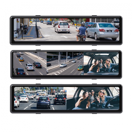 Oglinda retrovizoare iSEN S33 DVR, 2K, 12" touch screen, Wireless CarPlay, Night vision, WiFi, GPS, Monitorizare parcare, 3 Camere [1]
