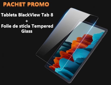 Pachet tableta Blackview Tab 8 Gri + Folie de sticla, 4G, IPS 10.1 FHD+, Android 10, 4GB RAM, 64GB ROM, OctaCore, 6580mAh, Dual SIM, EU [0]