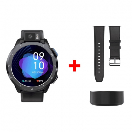 Smartwatch Kospet Optimus 2 Negru, IPS 1.6", Sony 13MP, 4GB Ram, 64GB ROM, GPS, Android 10.7, 1260mAh+1000mAh, Bratara rezerva piele neagra [0]