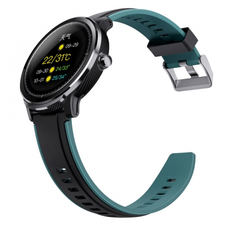 Smartwatch Kospet Probe, LCD 1.3", Nordic NRF 52832, Bluetooth v4.2, IP68, Suporta inot,  250mAh, Fibra de carbon, Negru/Verde [5]