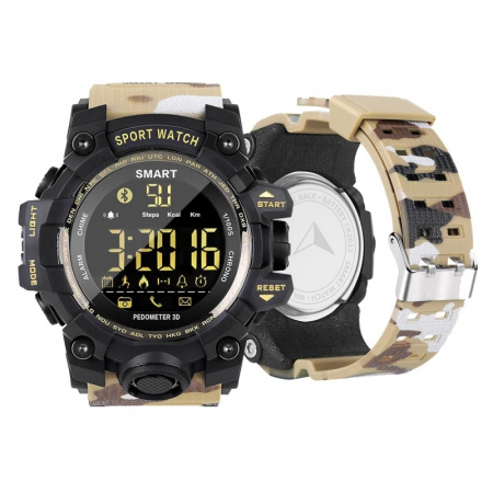 Smartwatch STAR EX16S, LCD FSTN iluminat, Waterproof IP67, Bluetooth v4.0, Baterie CR2032, Kaki camuflaj [2]
