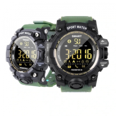 Smartwatch STAR EX16S, LCD FSTN iluminat, Waterproof IP67, Bluetooth v4.0, Baterie CR2032, Verde militar [2]