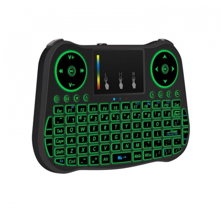 Telecomanda cu mini tastatura Rainbow backlit MT08, Air Mouse, Touch Pad, Wireless, Iluminare led, QWERTY [3]