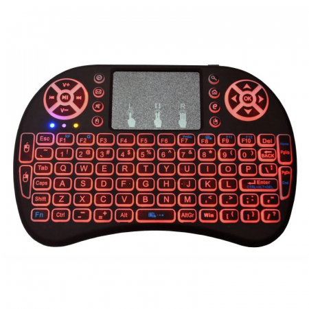 Telecomanda wireless QWERTY cu mini tastatura STAR i8, 2.4G, Iluminare LED 7 culori, Air mouse, Touch pad, Negru [3]