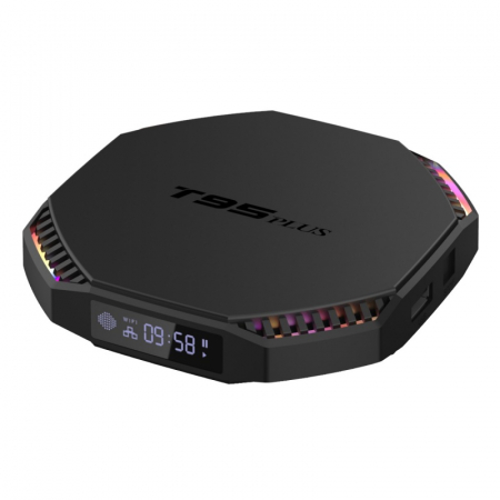 TV Box T95 Plus Smart Media Player Negru, 8K, RAM 8GB, ROM 128GB, Android 11, RK3566 Quad Core, WiFi dual band, Lumini pulsatorii [4]