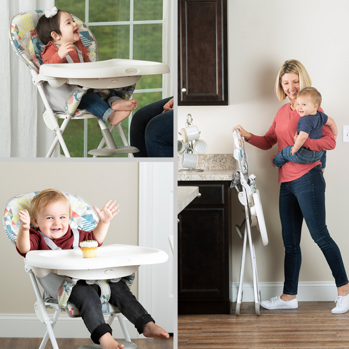 Scaun de masa Graco Snack N Stow Patchwork Grey [6]