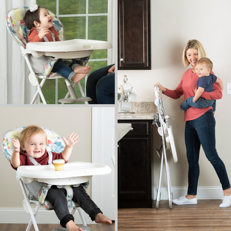 Scaun de masa Graco Snack N Stow Patchwork Grey [5]