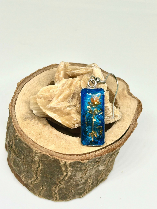 Cercei ”Nuanțe Marine” din plante naturale în rășină epoxidică [2]