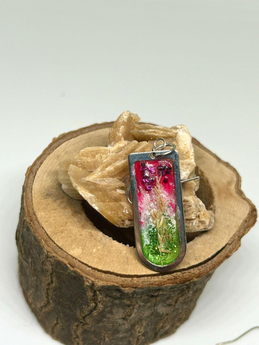 Cercei ”Joy” cu spice naturale de iarbă în rășină epoxidică [2]