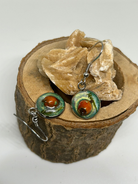 Cercei  ”Eleganță și stil” cu fructe de măceș în rășină epoxidică [2]