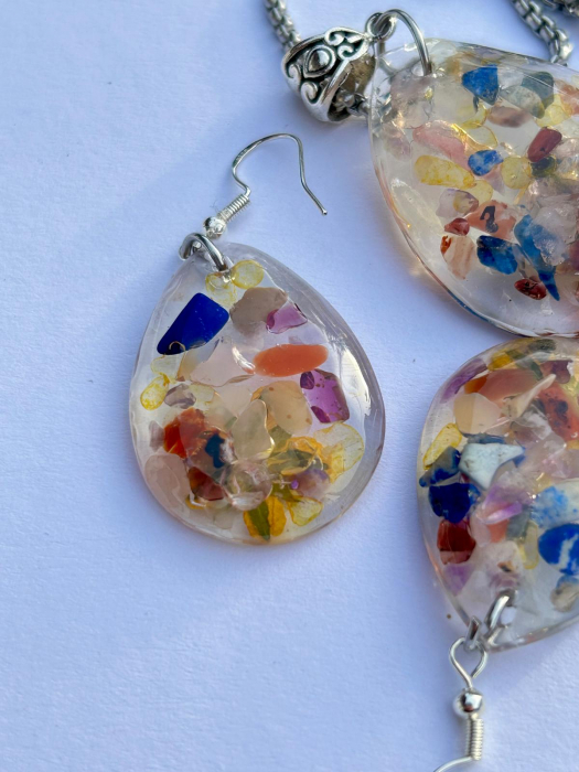 Set "Armonie și Stil- cercei și pandantiv pentru Echilibrarea Chakrelor" din pietre semiprețioase în rășină epoxidică [3]