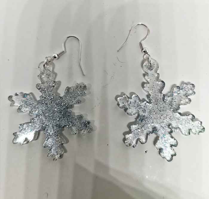 Cercei din rășină epoxidică   ”Scântei de gheață” [2]