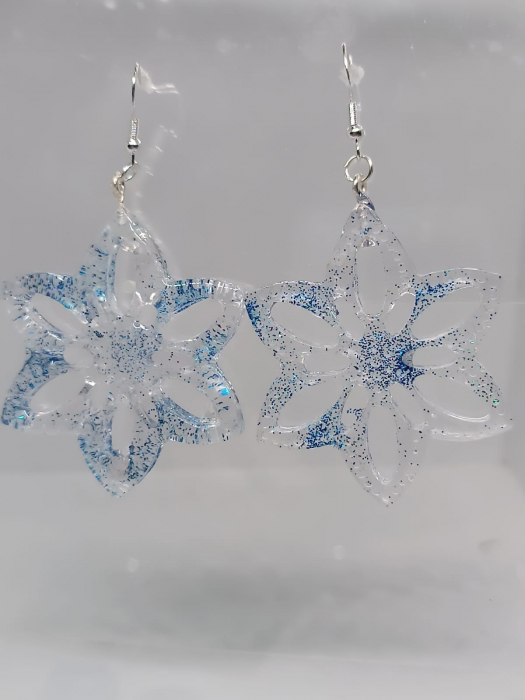 Cercei cu tematică de iarnă, din rășină epoxidică  ”Iarnă albastră” [2]