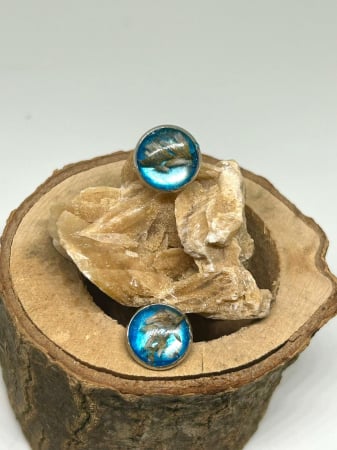 Cercei - Cercei ”Blue ” cu flori de lavandă în rășină epoxidică