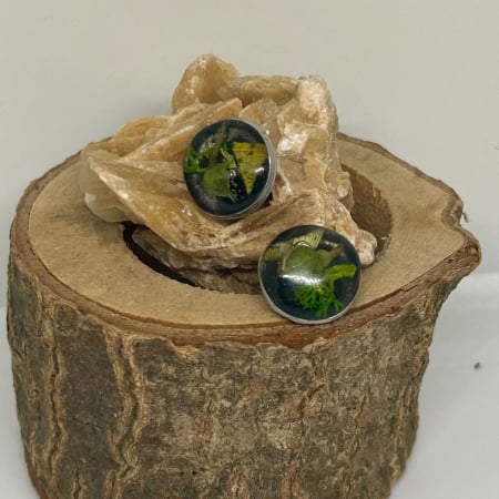 Cercei - Cercei ” Grădină în miniatură ” cu flori naturale în rășină epoxidică