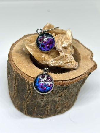 Cercei - Cercei ”Sclipiri Violete” cu pietre semiprețioase în rășină epoxidică