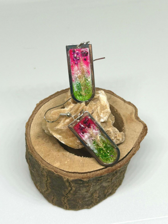 Cercei - Cercei ”Joy” cu spice naturale de iarbă în rășină epoxidică