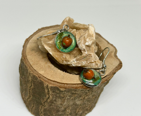 Cercei  ”Eleganță și stil” cu fructe de măceș în rășină epoxidică [2]