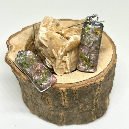 Cercei - Cercei ”Flori de Câmp ” cu flori naturale în rășină epoxidică