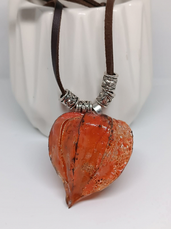 Pandantiv  ”Lampion Chinezesc” ,elegant, din floare de Physalis în rășănă epoxidică [3]