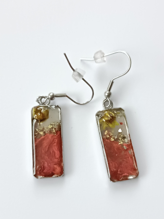 Cercei ”Nuanțe de Cupru”, cu flori naturale în rășină epoxidică [2]