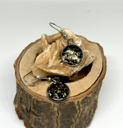 Cercei - Cercei ”Aurul Nopții ” cu pietre semiprețioase în rășină epoxidică