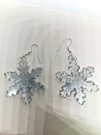 Iarnă - Cercei din rășină epoxidică   ”Scântei de gheață”