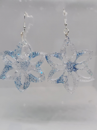 Cercei cu tematică de iarnă, din rășină epoxidică  ”Iarnă albastră” [1]