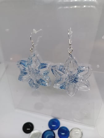 Iarnă - Cercei cu tematică de iarnă, din rășină epoxidică  ”Iarnă albastră”