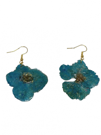 Produse - Cercei Hortensie cu flori naturale în rășină epoxidică