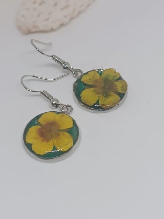 Cercei - Cercei ”Spiritul verii” din flori de câmp în rășină epoxidică